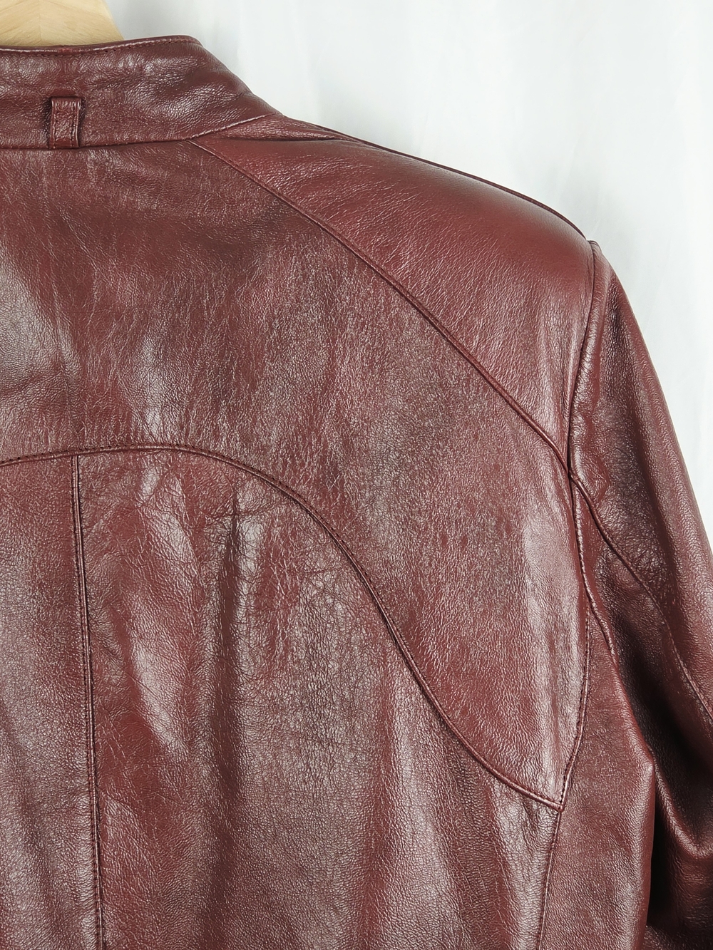 Lapiel Burgundy Leather Bomber Zip Up Jacket Size 42 - Picture 11 of 16
